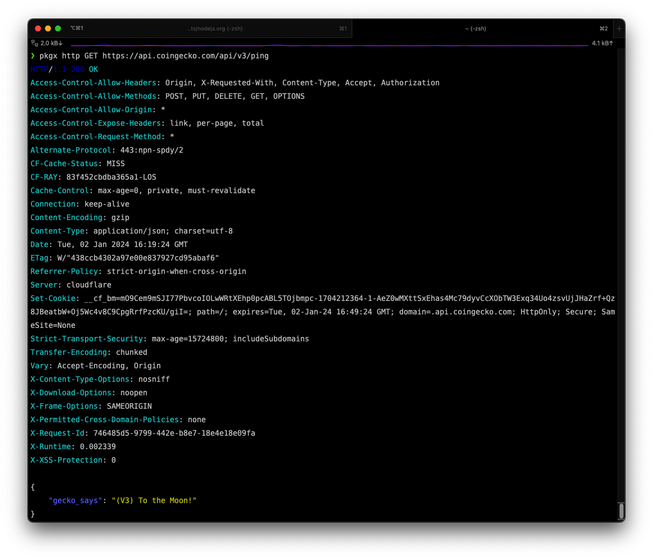 Image of the httpie CLI tool in action