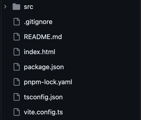 An example of how the basic SolidJS project structure looks